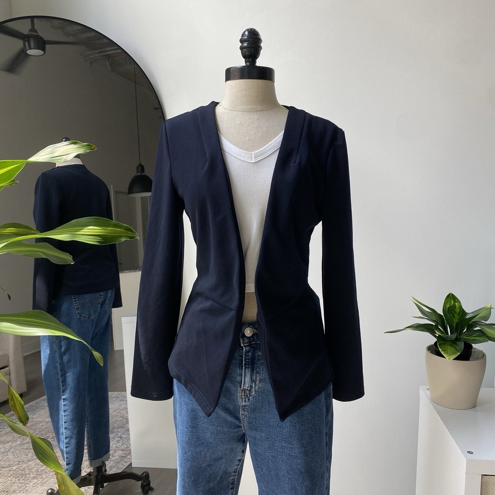 SHEIN Navy Open Jacket Blazer Long Sleeve Women's Size XS Business Casual